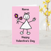 かわいい花の女の子 バレンタインデー カード (黄色い花)