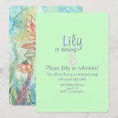 かわいい花の妖精の誕生日パーティーの招待状 招待状 (正面/裏面)