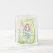 かわいい花の妖精ファンタジーアート フロストグラスマグカップ (中央)