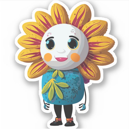 かわいい花の子供たちのキャラクター シール (正面)