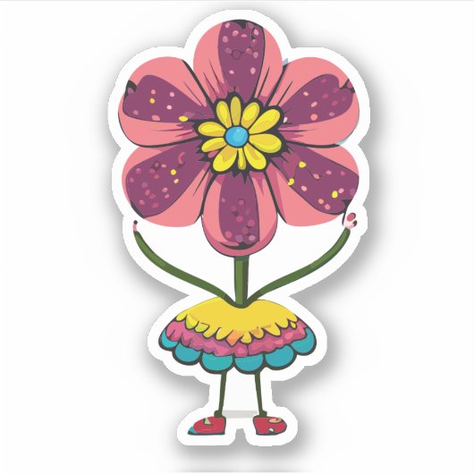 かわいい花の子供たちのキャラクター シール (正面)