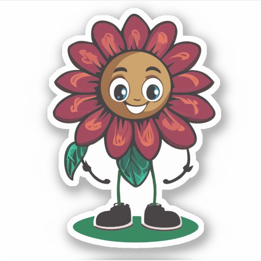 かわいい花の子供たちのキャラクター シール (正面)
