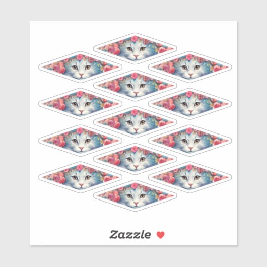 かわいい花の子猫 シール (シート)