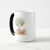 かわいい花の少女の水彩ガーデンアート モーフィングマグカップ (正面左)
