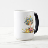 かわいい花の少女の水彩ガーデンアート モーフィングマグカップ (正面右)