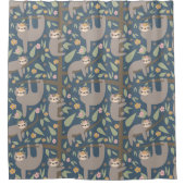 かわいい花の怠惰パターン シャワーカーテン (正面)