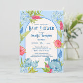 かわいい花の恐竜ママの卵 赤ちゃんのシャワー 招待状 (スタンド正面)