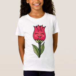 かわいい花の春の漫画キャラクター Tシャツ