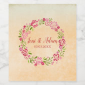 かわいい花の枠 ワインラベル (シングルラベル)