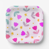 かわいい花の柄 ペーパープレート (正面)