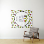 かわいい花の植木鉢のハッピーサボテン 誕生日 タペストリー (インサイチュ(横))