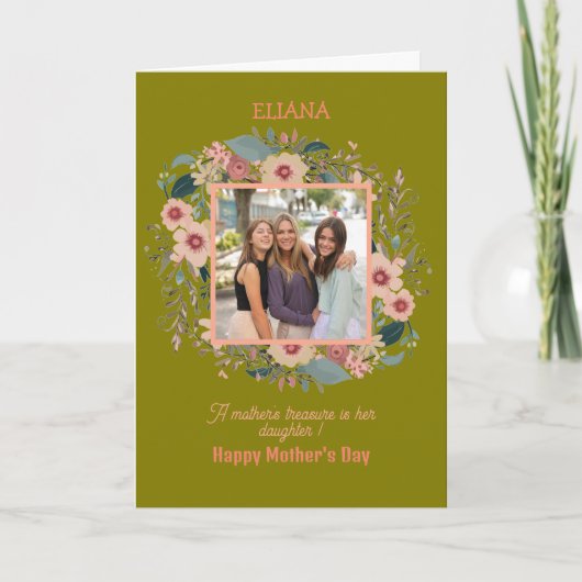 かわいい花の母と娘の名言 母の日 フォト カード (正面)
