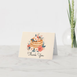 かわいい花の水彩画のブランチ・ブレックファスト・パンケーキ サンキューカード