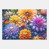かわいい花の水彩画の花のAIアート ラッピングペーパーシート (正面3)