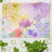 かわいい花の水彩画 キッチンタオル (折り畳み)