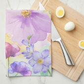 かわいい花の水彩画 キッチンタオル (四つ折り)