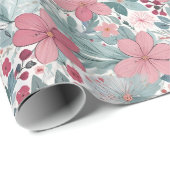 かわいい花の淡い色 ラッピングペーパー (ロールコーナー)