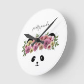 かわいい花の王冠のパンダベアの子供用時計 ラウンド壁時計 (傾斜)