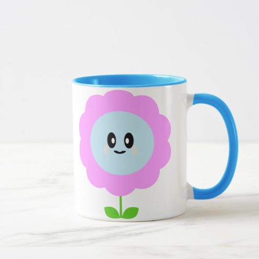 かわいい花の紫と青のマグカップ マグカップ (右)