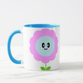 かわいい花の紫と青のマグカップ マグカップ (左)