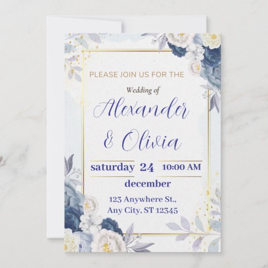 かわいい花の結婚式招待状、結婚招待状 セーブザデート (正面)