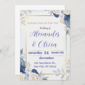 かわいい花の結婚式招待状、結婚招待状 セーブザデート (正面/裏面)