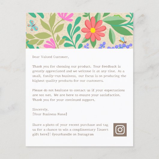 かわいい花の自然 テーマ ご購入ありがとうございます (裏面)