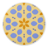 かわいい花の色(フローラは黄色と青ガーリー) セラミックノブ (正面)