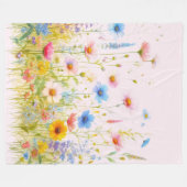 かわいい花の花 ピンク フリース ブランケット (正面(横))