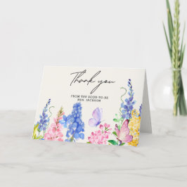 かわいい花の蝶々 ブライダルシャワー サンキューカード