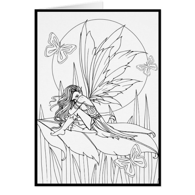 かわいい花の蝶フェアリーの色自分のカード (正面)