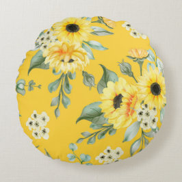かわいい花の装飾的な目を引く ラウンドクッション