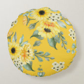 かわいい花の装飾的な目を引く ラウンドクッション (裏面)