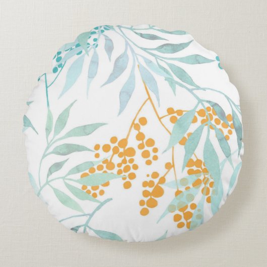 かわいい花の装飾的な目を引く ラウンドクッション (正面)