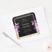 かわいい花の製品包装ラベルブラック&金ゴールド スクエアシール (封筒)