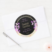 かわいい花の製品包装ラベルブラック&金ゴールド ラウンドシール (封筒)