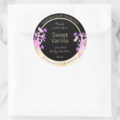 かわいい花の製品包装ラベルブラック&金ゴールド ラウンドシール (バッグ)