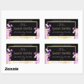 かわいい花の製品包装ラベルブラック&金ゴールド 長方形シール (シート)