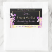 かわいい花の製品包装ラベルブラック&金ゴールド 長方形シール (バッグ)