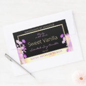 かわいい花の製品包装ラベルブラック&金ゴールド 長方形シール (封筒)