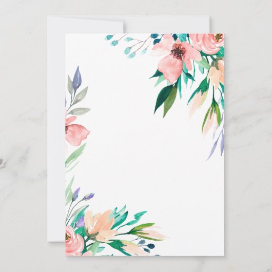 かわいい花の誕生日パーティー招待状 (裏面)