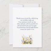 かわいい花の誕生日パーティー サンキューカード (裏面)