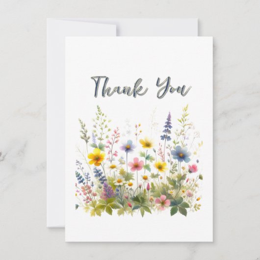 かわいい花の誕生日パーティー サンキューカード (正面)