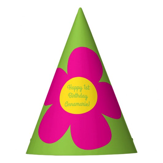 かわいい花の誕生日パーティー パーティーハット (正面)