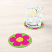 かわいい花の誕生日パーティー ラウンドペーパーコースター (インサイチュ)
