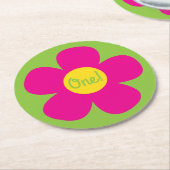 かわいい花の誕生日パーティー ラウンドペーパーコースター (アングル)