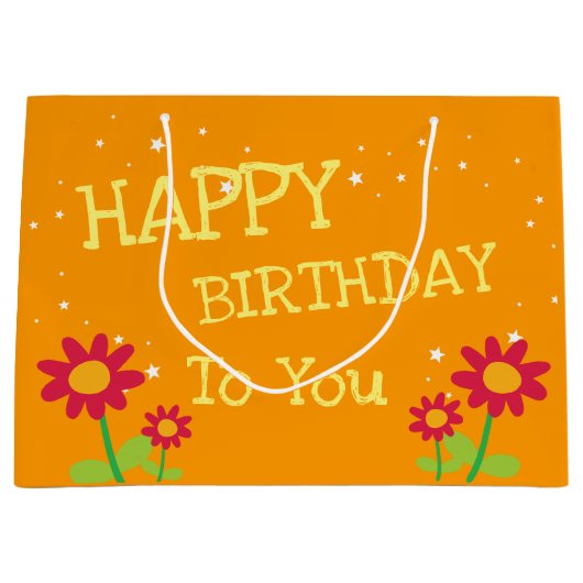 かわいい花の誕生日抱き枕 ラージペーパーバッグ (正面)