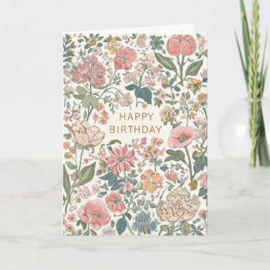 かわいい花の誕生日 カード (正面)