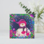 かわいい花の雪だるまの女の子のホリデーカード シーズンカード (スタンド正面)