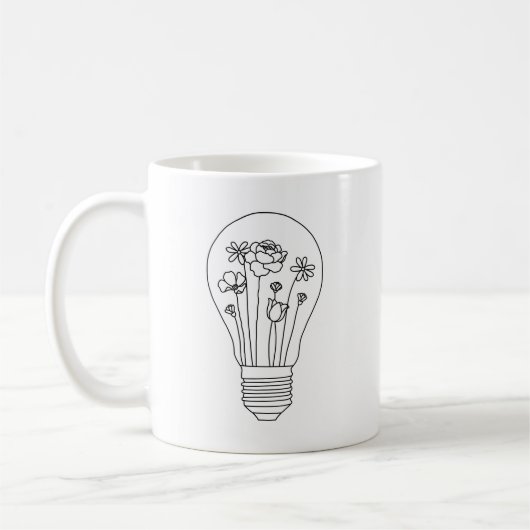 かわいい花の電球コーヒーマグ コーヒーマグカップ (左)